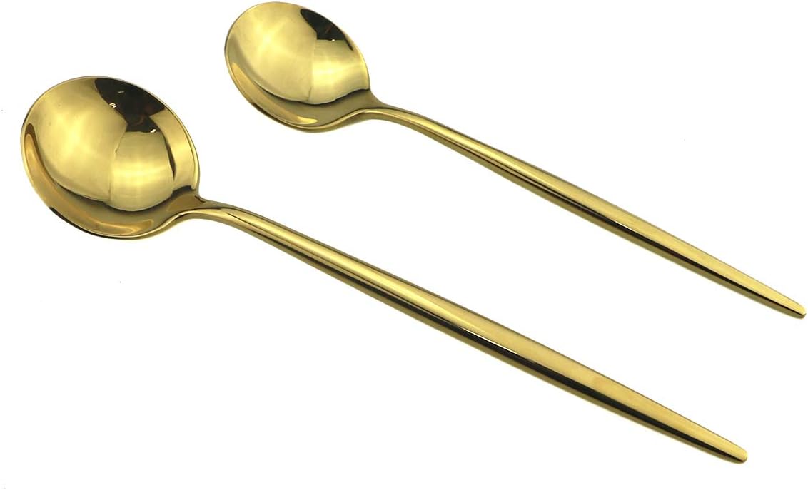 Gugrida Portable Silverware Set - 20-Piece Flatware Cutlery Set - 18/10 Stainless Steel - Mirror Polishing Gold - Travel Elegant Modern Utensils - Service for 4 Include Steak Knife Dinner Fork Spoon