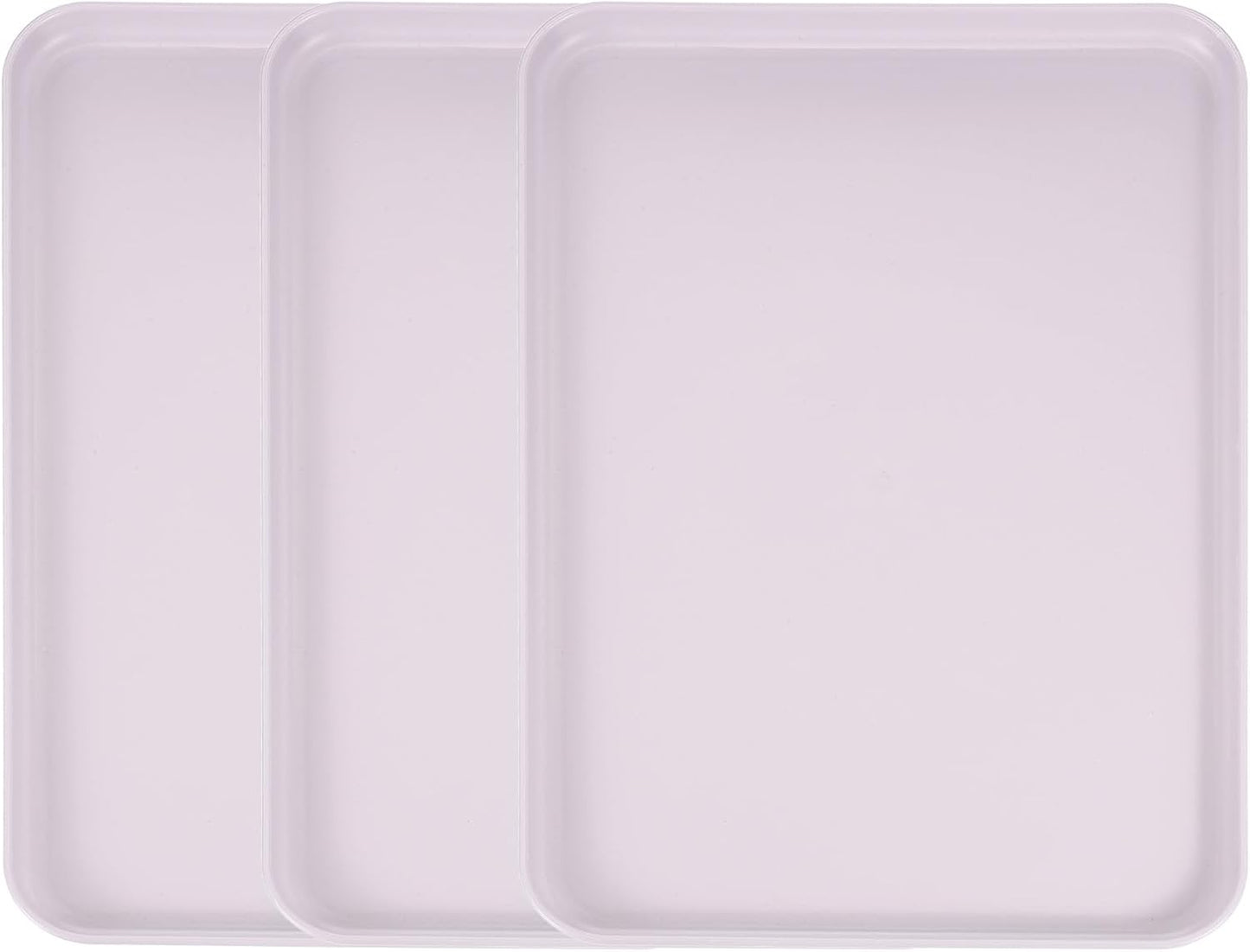 uxcell 3Pcs Plastic Serving Trays, 15 x 10.6 Inch Rectangle Food Trays Serving Cafeteria for Kitchen Restaurant Coffee Fruit Burger Lunch Dessert, Light Purple