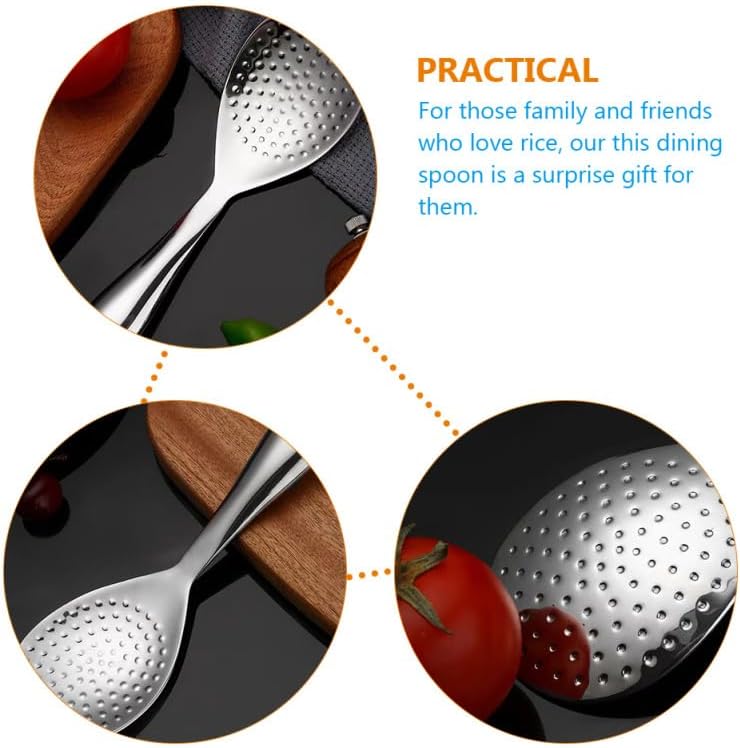 UPKOCH 8-inch Stainless Steel Rice Spoon - Non-Stick Paddle for Rice Cookers & Serving, Dishwasher Safe Kitchen Utensil for Home/Restaurant (Silver)