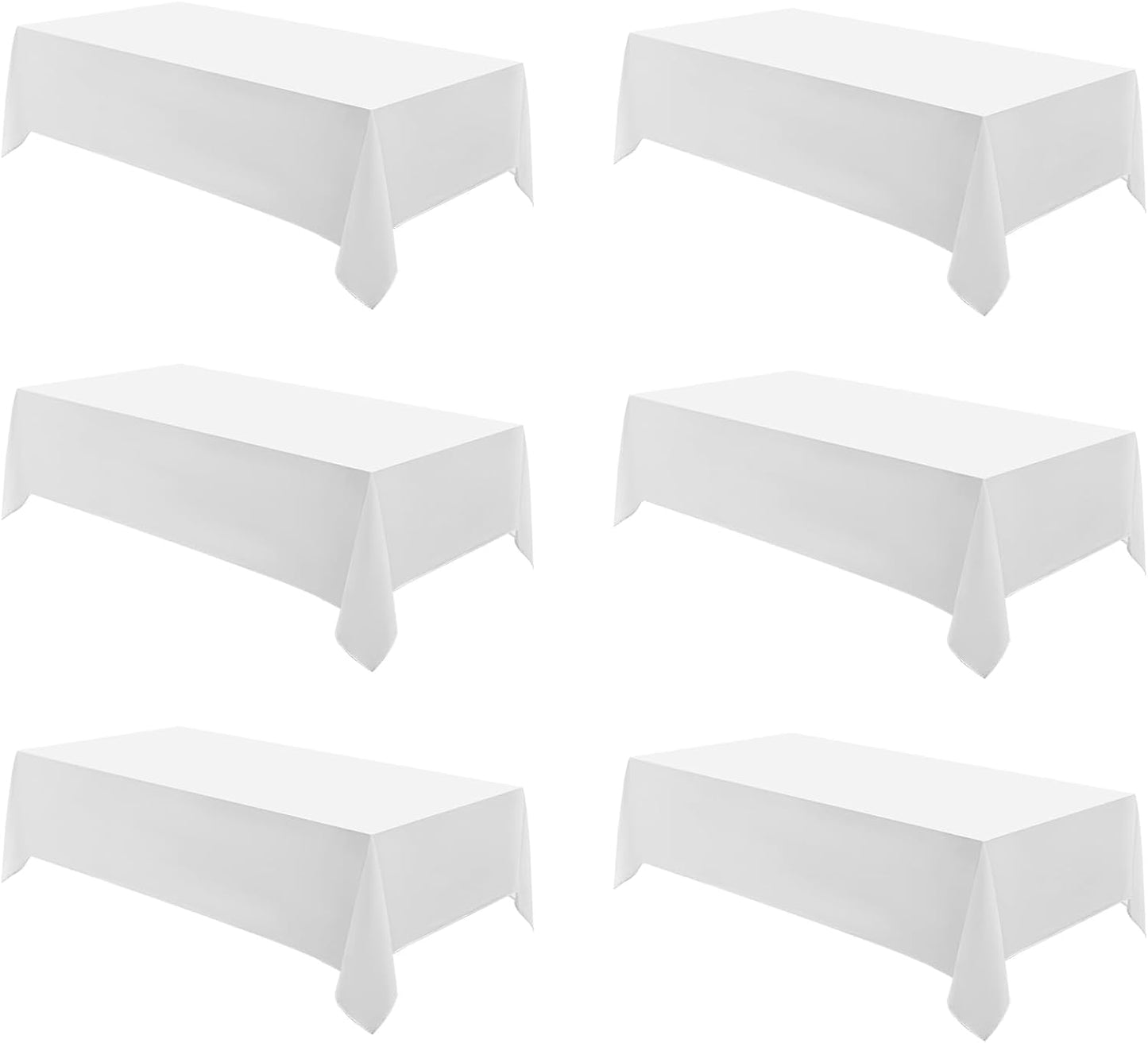 Rectangle Tablecloths 90x132 Inch 6 Pack White Tablecloth Washable Decorative Linen Polyester Table Cloths for Dining Table Banquets Buffet Parties and Wedding