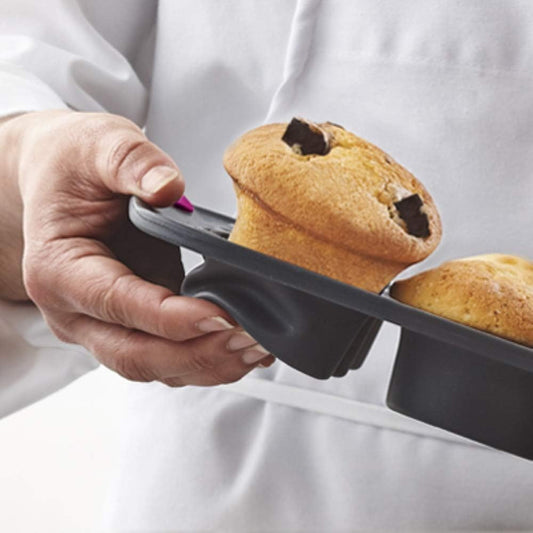 Trudeau Structure White Confetti 6-Cup Jumbo Muffin Pan – Premium Steel-Reinforced Silicone Bakeware, Nonstick BPA-Free Cupcake & Muffin Mold – Oven, Freezer & Dishwasher Safe