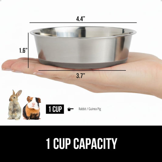 GORILLA GRIP Set of 2 Dog Bowls, Heavy Duty Metal Food and Water Bowl for Feeding Dogs and Cats, Dishwasher Safe, Rust Resistant Stainless Steel, BPA Free Rubber Base, Holds 1 Cup (8 fl oz), Beige