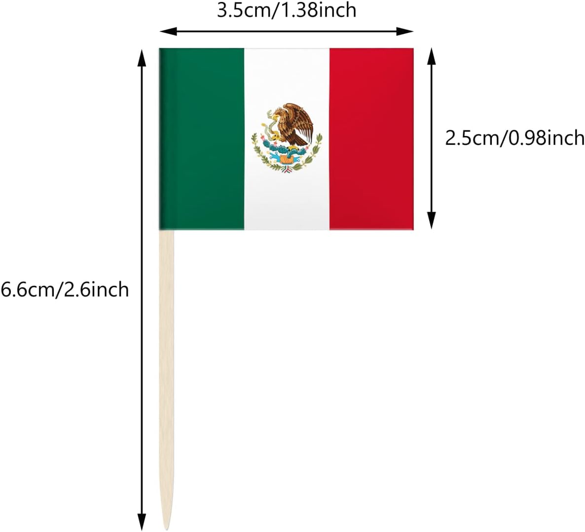 100 Pack Mexico Flag Mexican Toothpick Flags, Cocktail Picks Mini Stick Cupcake Toppers Country Picks Party Decoration Celebration Cocktail Food Bar Cake Flags (Mexico)