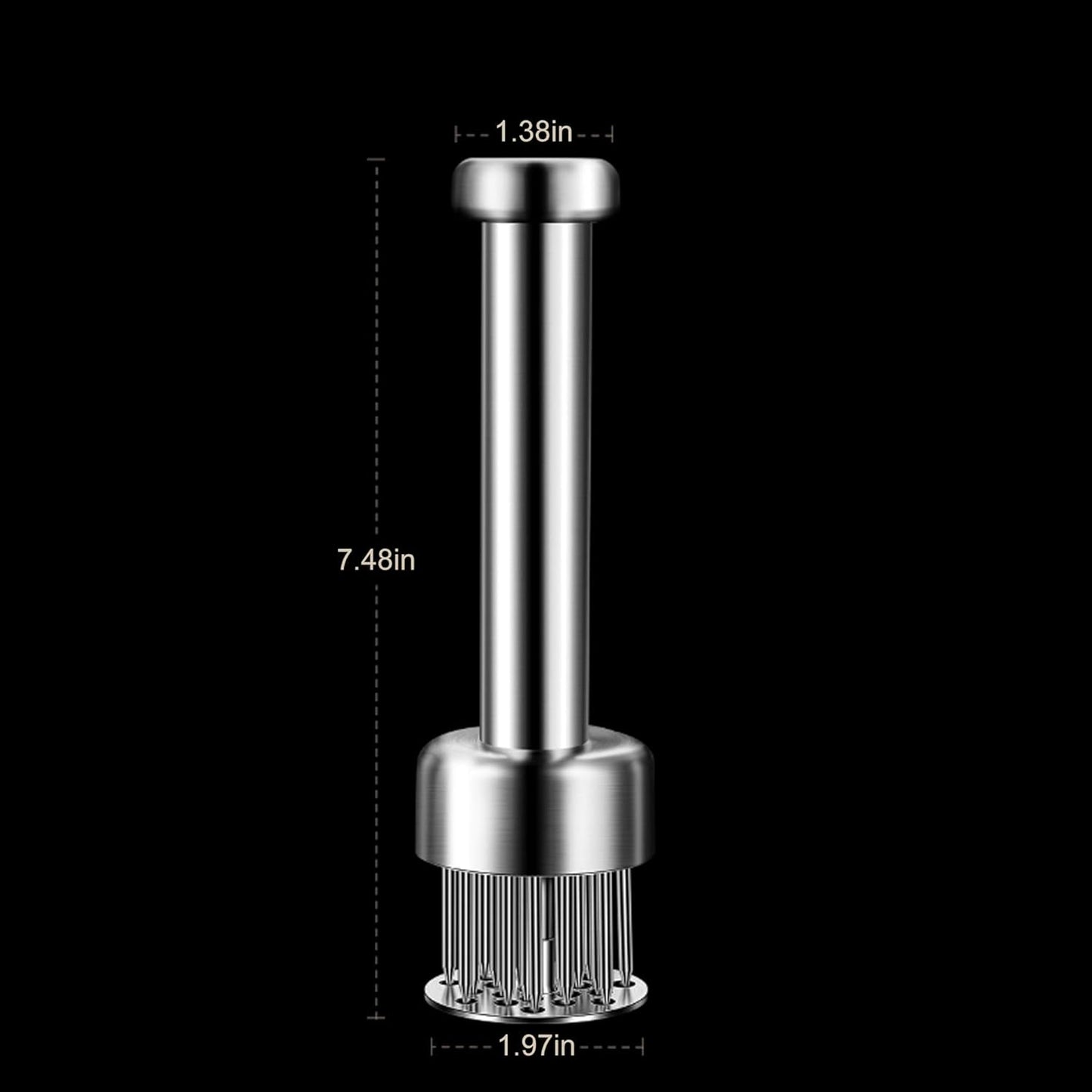 Stainless Steel Meat Tenderizer Tool, 21 Sharp Needles, Meat Piercing, Tenderizing Steak, Beef, Chicken, Pork, Barbecue, Marinating, Small Meat Grinder