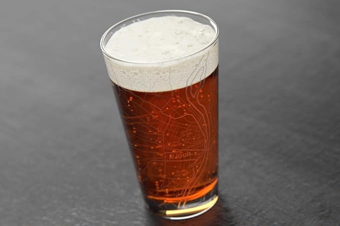 Well Told Engraved St. Louis Missouri Map Pint Glass, Etched Beer Gift (16 oz, Clear) City Map Pint, Custom City Glassware, Gifts For Beer Lovers