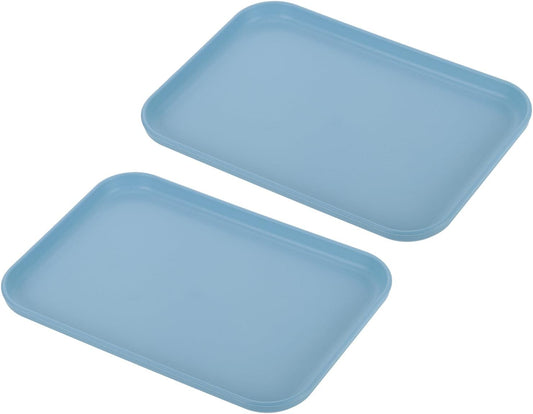 PATIKIL 9x7 Fast Food Tray, 2 Pack PP Plastic Reusable Multi-Purpose Non-Slip Rectangle Serving Tray for Cafeteria Restaurant Home Kitchen, Blue
