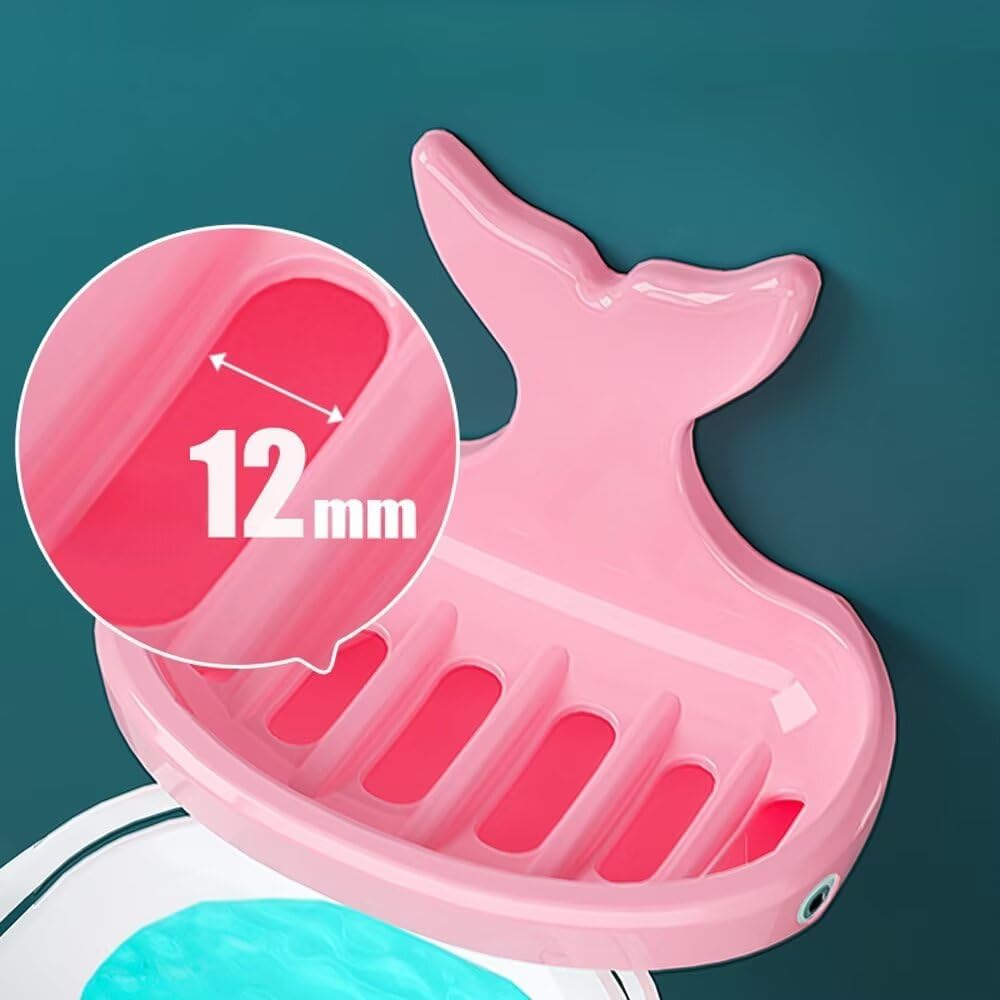 Soap Holder Shower Dish bar Wall Bathroom Shampoo Dishes Caddy Mounted Sponge Adhesive Tray Bath Shelf Draining Dishes Cute Whale Design Bathtub Kitchen Sink jabonera para baño,Light Blue