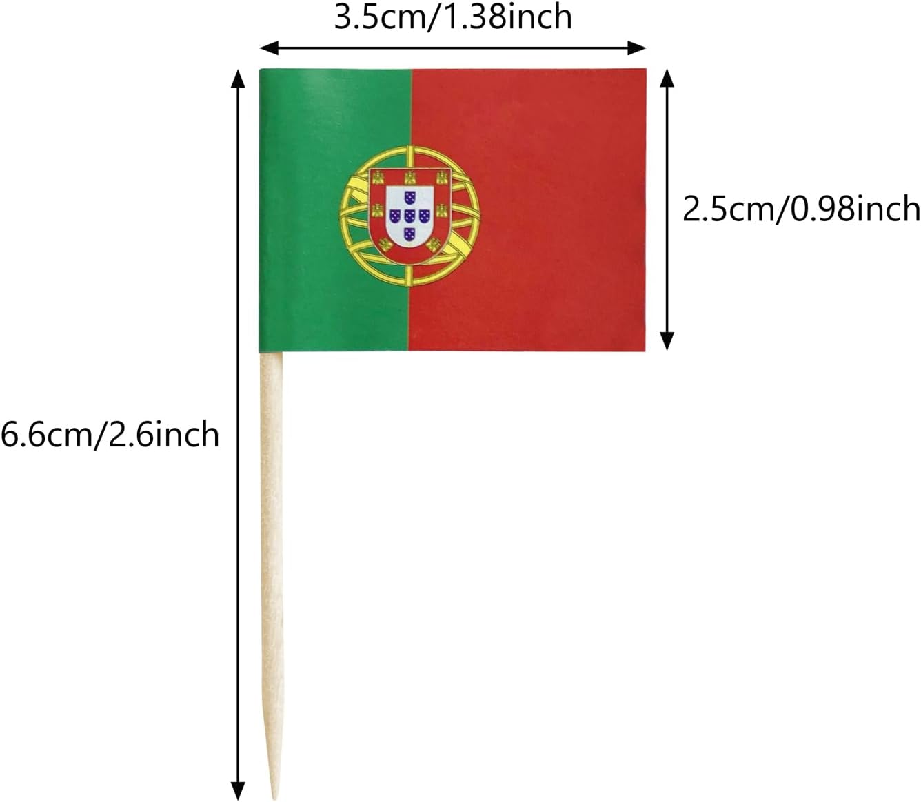 100 Pcs Portugal Flag Portuguese Toothpick Flags, Small Mini Stick Cupcake Toppers Portuguese Flags
