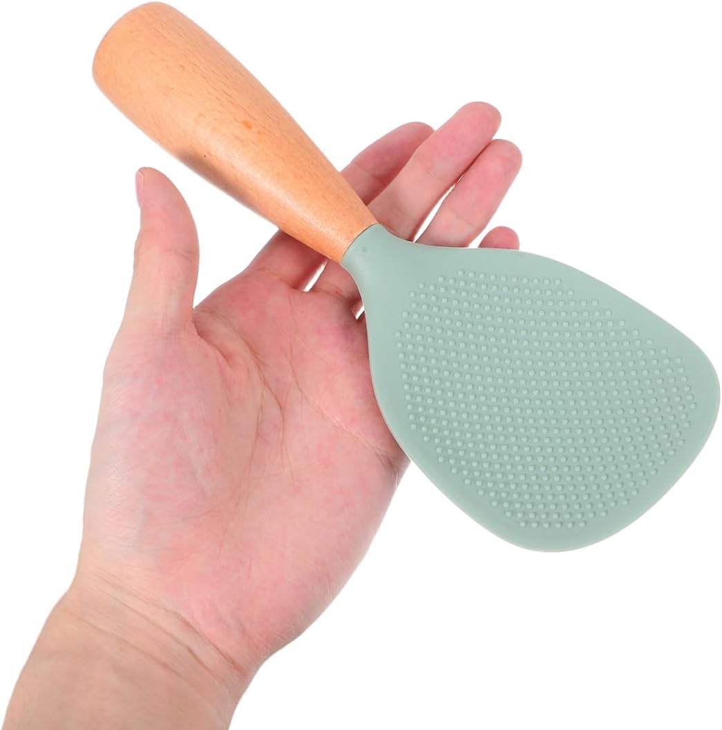 Silicone Wooden Rice Paddle Kitchen Utensils Cooking Ladle Handle
