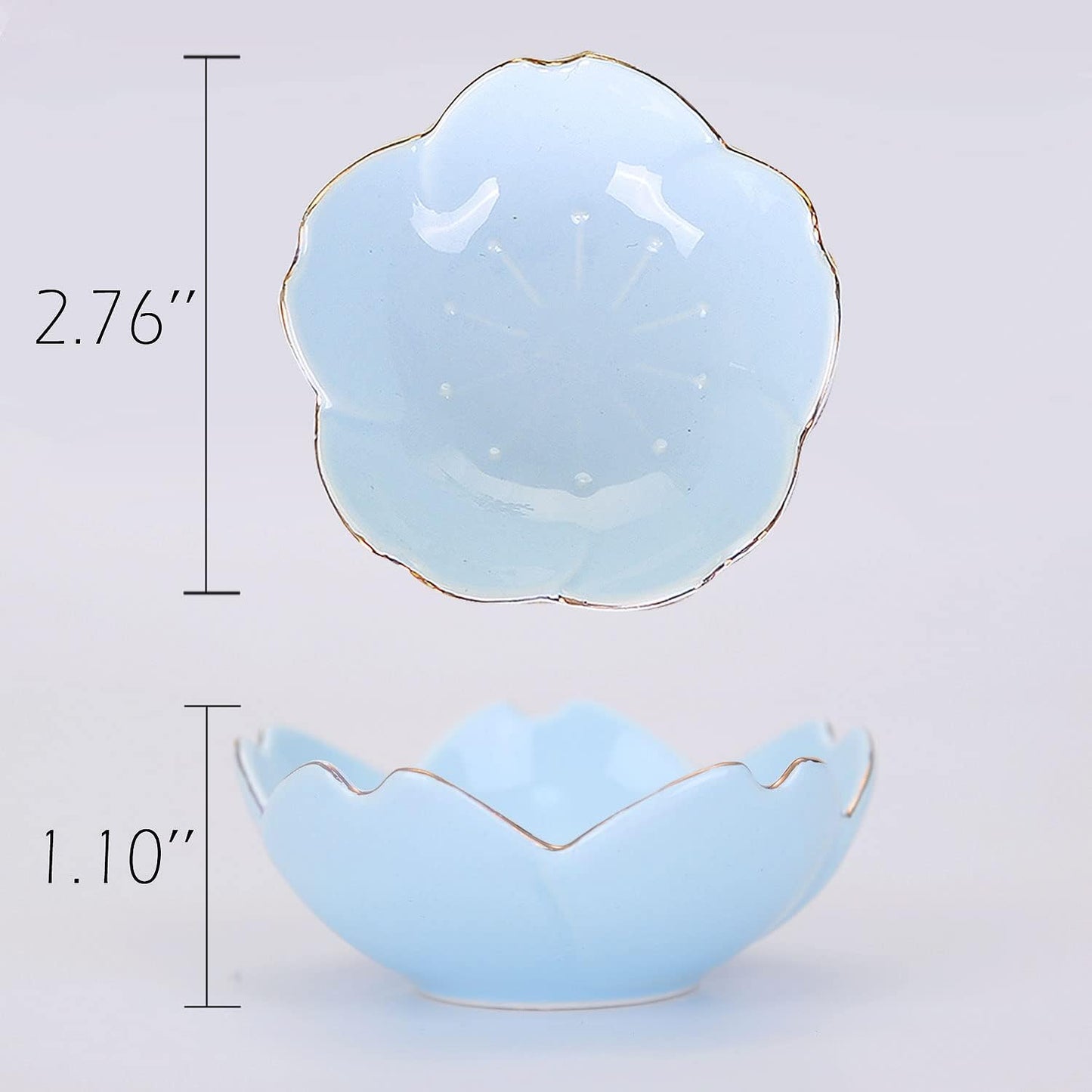 VanEnjoy Set of 4 Ceramic Seasoning Dishes Dish Sushi Dipping Bowl, Cherry Blossom Sauce Tea Bag Holder Serving Dish for Kitchen