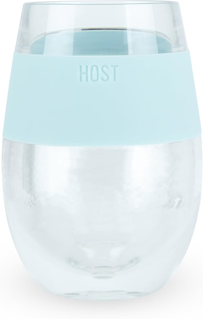 HOST Wine Freeze Cooling Cup, Plastic Double Wall Insulated Freezable Drink Chilling Tumbler with Freezing Gel Wine Glasses for Red and White Wine, Set of 1, 8.5 oz, Ice