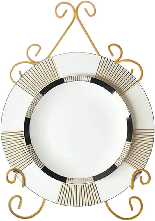 YY YEARCHY Plate Stand Holder for Wall Hanging Display Rack Art Hanger Metal Easel Photo Holder Books Bowls Platters (Yellow, 8 inches/12.6" x 7.87" x 1.57")