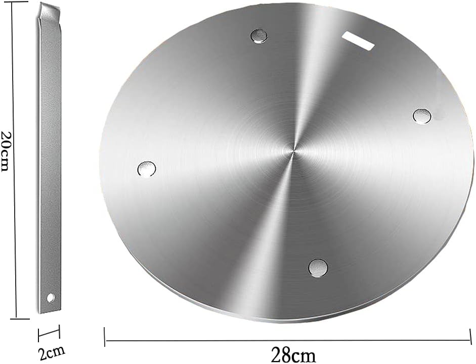 11inch Heat Diffuser Plate, Grourarty Stainless Steel Cooking Induction Adapter Simmer Plate for Electric Gas Glass Cooktop Hob Ring, Induction Cooktop Converter Plate with Handle