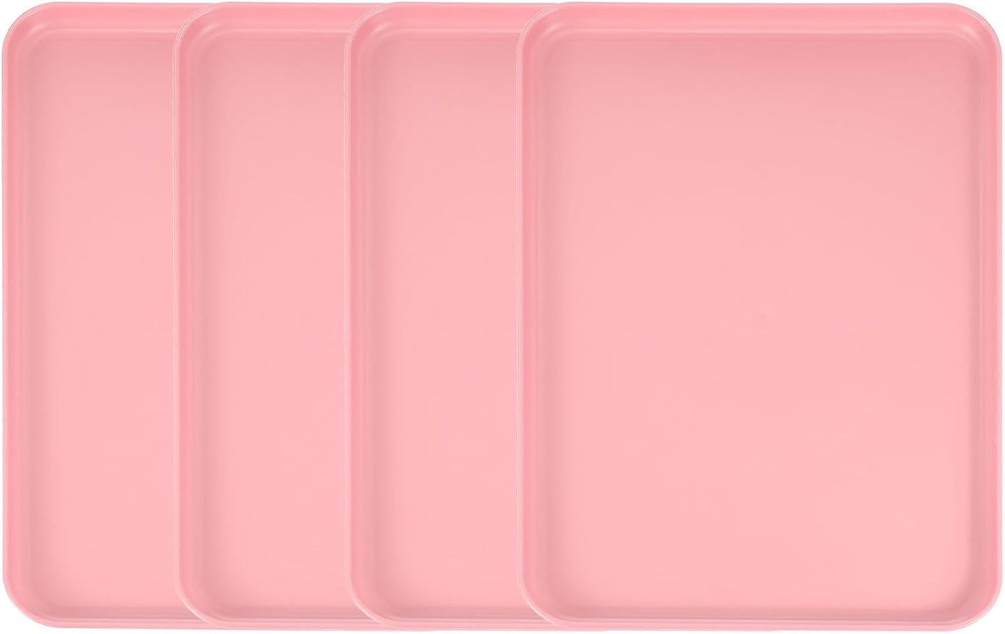 uxcell 4Pcs Plastic Serving Trays, 15 x 10.6 Inch Rectangle Food Trays Serving Cafeteria for Kitchen Restaurant Coffee Fruit Burger Lunch Dessert, Pink