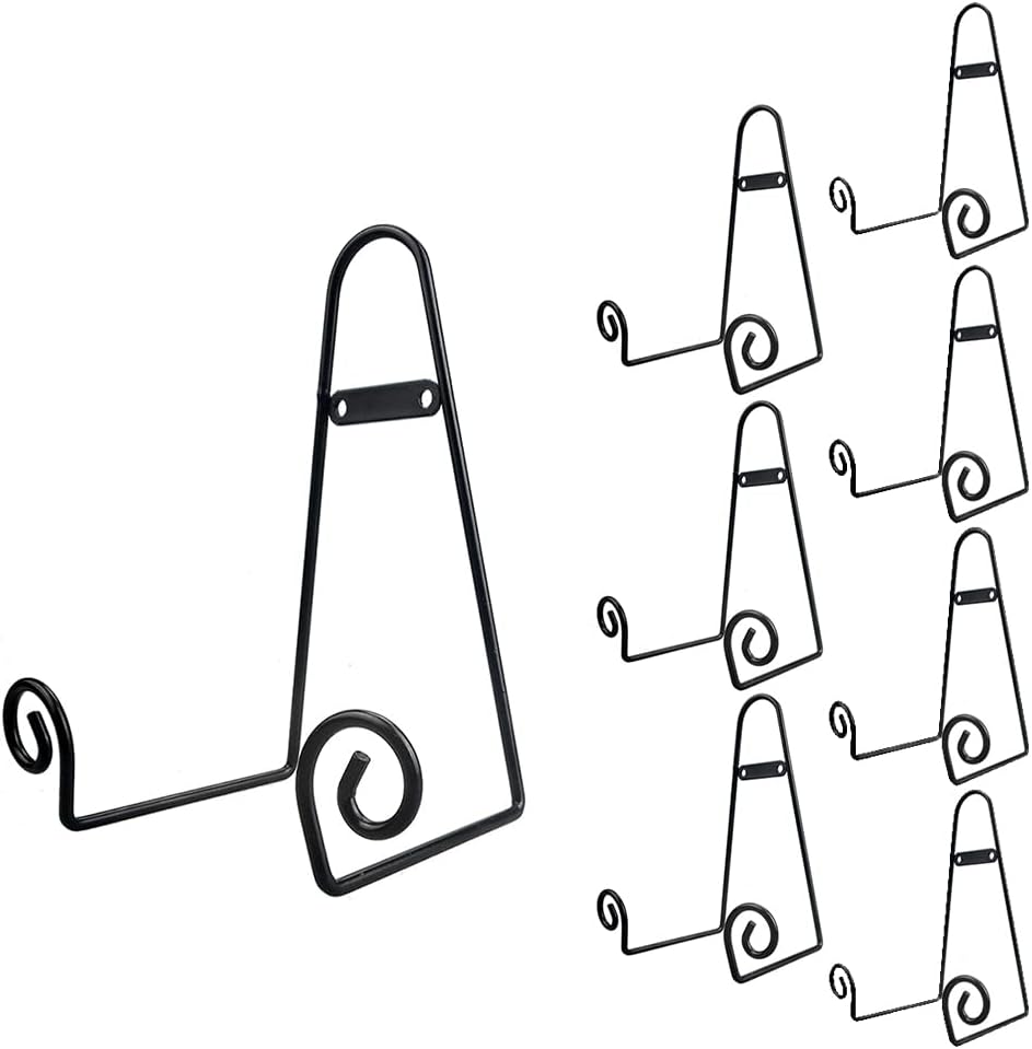 YY YEARCHY Plate Stand Holder for Wall 8 Pieces Hanging Display Rack Art Hanger Metal Easel Photo Holder Books Bowls Platters