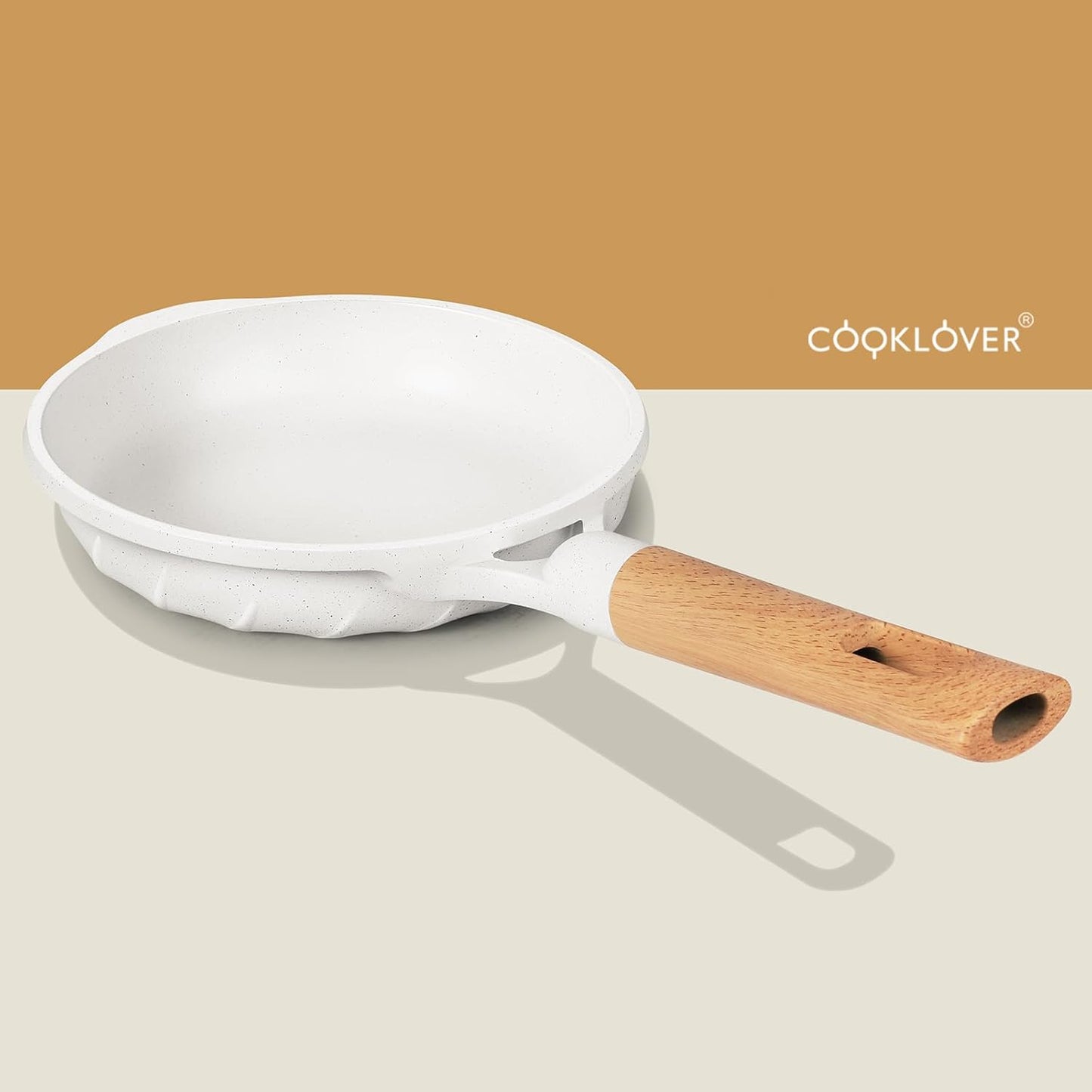 COOKLOVER Nonstick Frying Pan 100% PFOA Free Cookware Induction Skillet Stir Fry Pan (White, 7.9 inch)