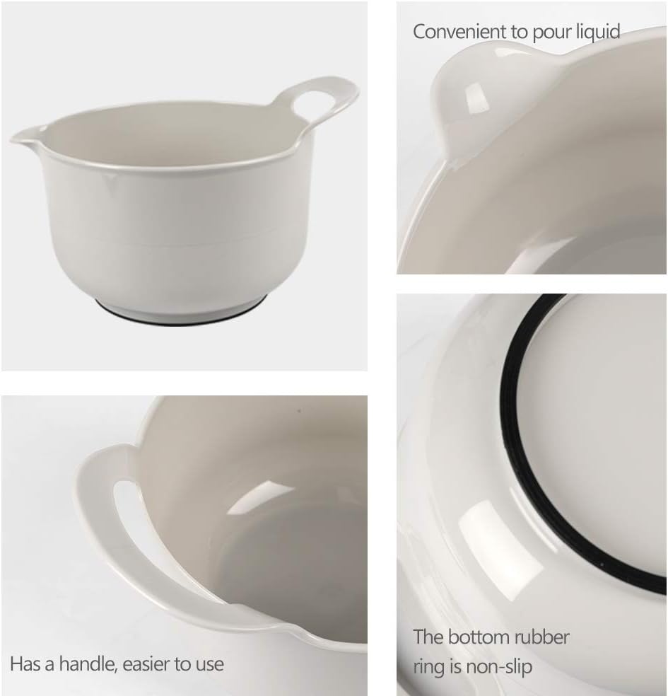 BoxedHome 4 Pack Nesting Mixing Bowl with Pour Spout and Handle, BPA free Microwave & Dishwasher Safe(Grey, 4 Pack with Handle)