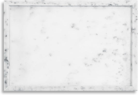 Yew & Tulip Natural Marble Vanity Tray, Nature White Marble with Spots Serving Tray for Bathroom, Kitchen, Vanity, Home Decor, Wedding etc. (12" x 8" x 1.2")