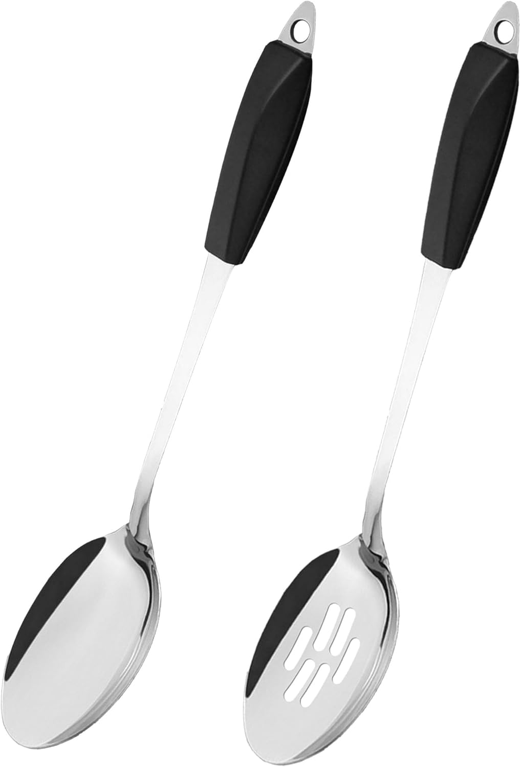 IMEEA 14.3-Inch Large Serving Spoon Slotted Spoon Set Stainless Steel Cooking Spoon Long Metal Serving Spoon