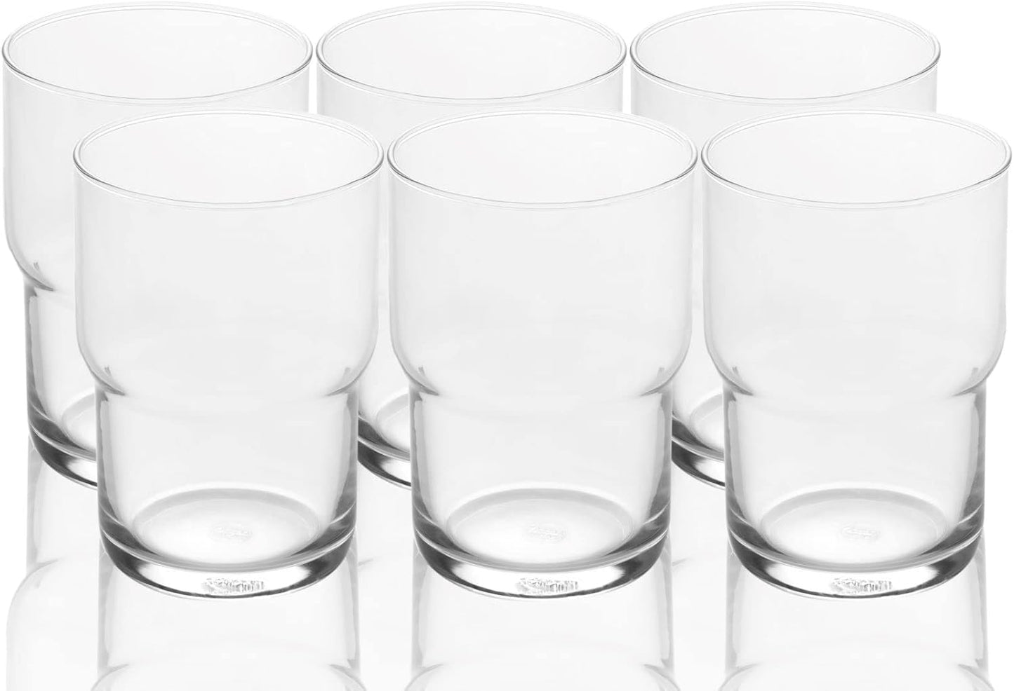 LEMONSODA Stackable Iced Coffee Glasses Set of 6, 48-15 and 21oz Drinking Glasses for Lattes, Tea, Coffee, and Water (15oz, Set of 6)