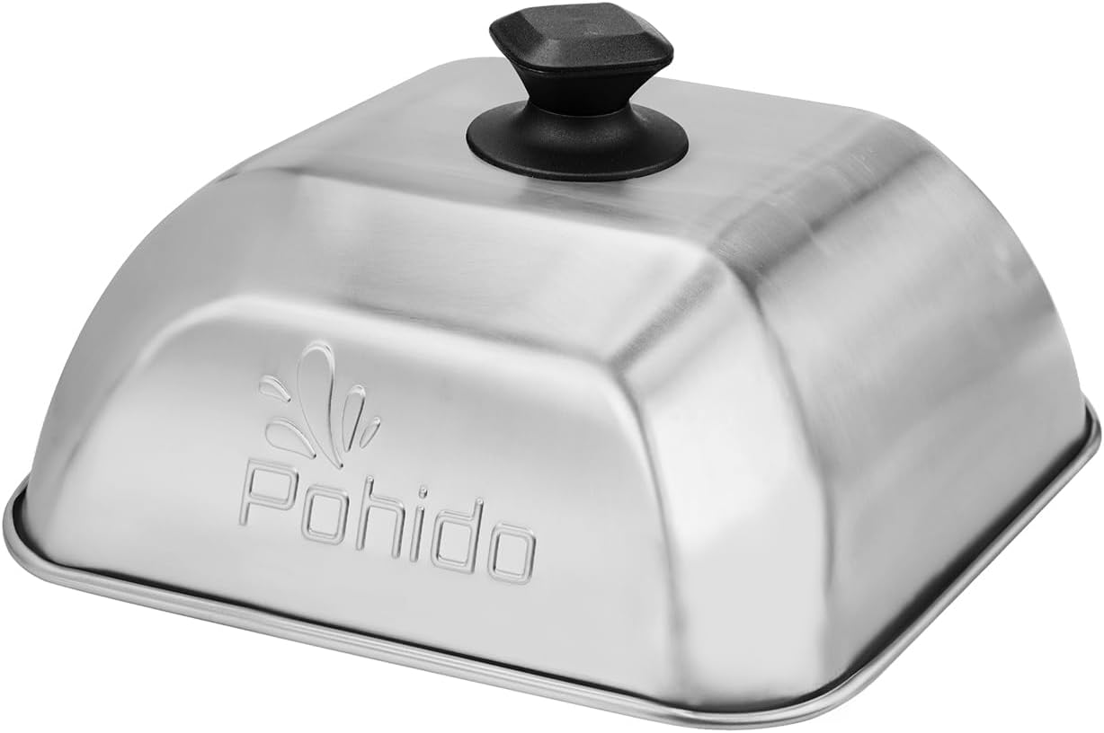 Square Basting Cover 10 Inch,Griddle Accessories for Blackstone,555 Medium Stainless Steel Heavy Duty Cheese Melting Dome and Steaming Cover, Best for Use in Flat Top Grill BBQ Cooking Indoor Outdoor