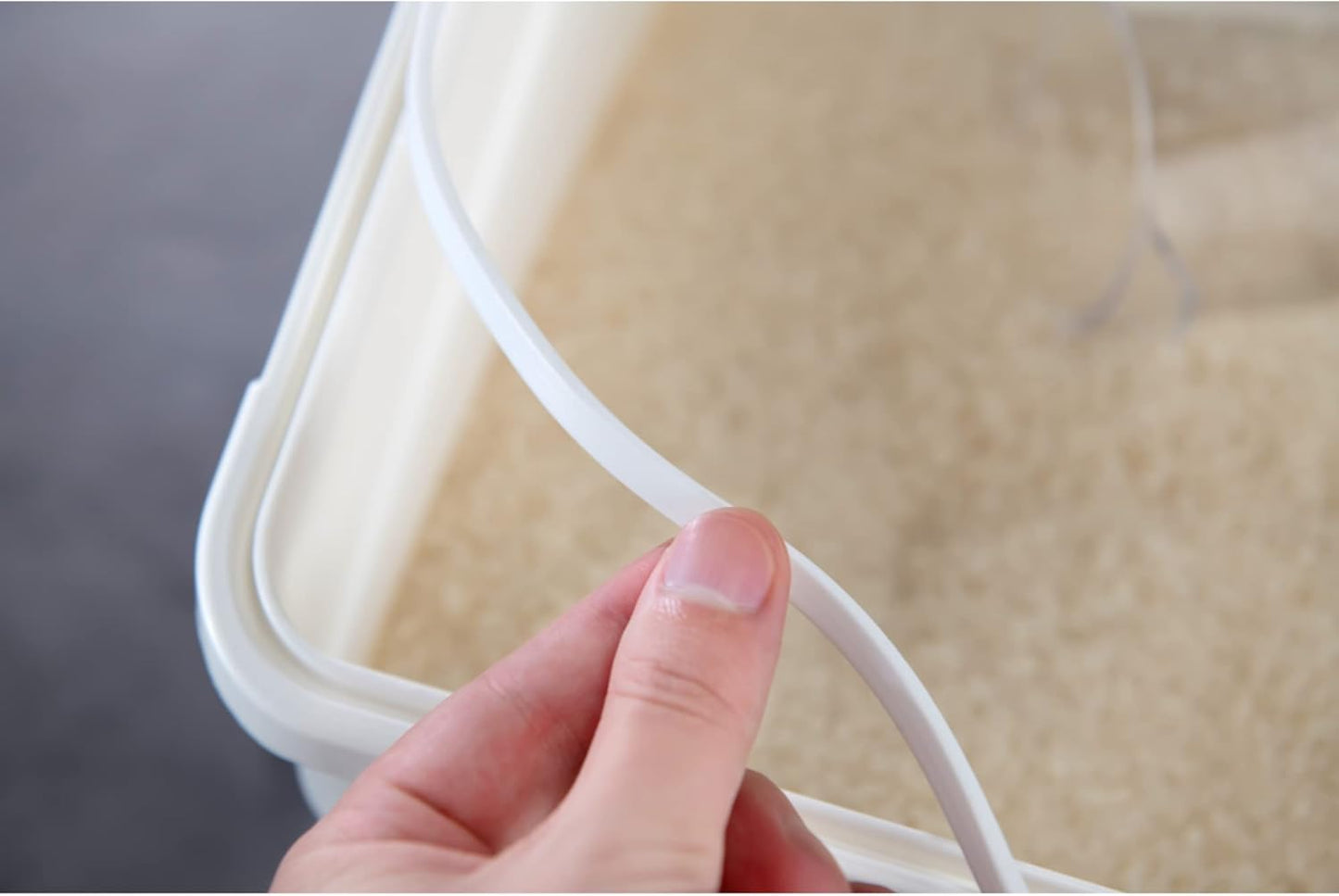 HANAMYA 33 Liter / 50 lbs Rice Storage Container with Measuring Cup, BPA free, For Rice | Grain | Pet Food | Flour, 1 count, White