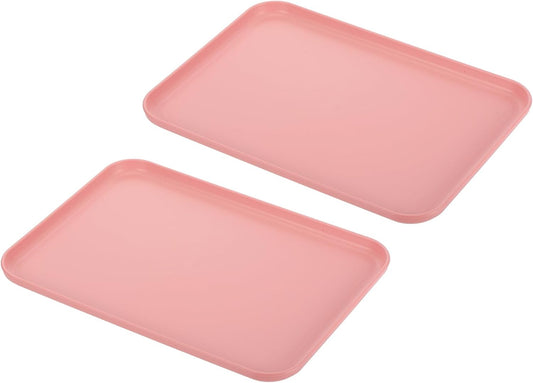 PATIKIL 12x9 Fast Food Tray, 2 Pack PP Plastic Reusable Multi-Purpose Non-Slip Rectangle Serving Tray for Cafeteria Restaurant Home Kitchen, Pink
