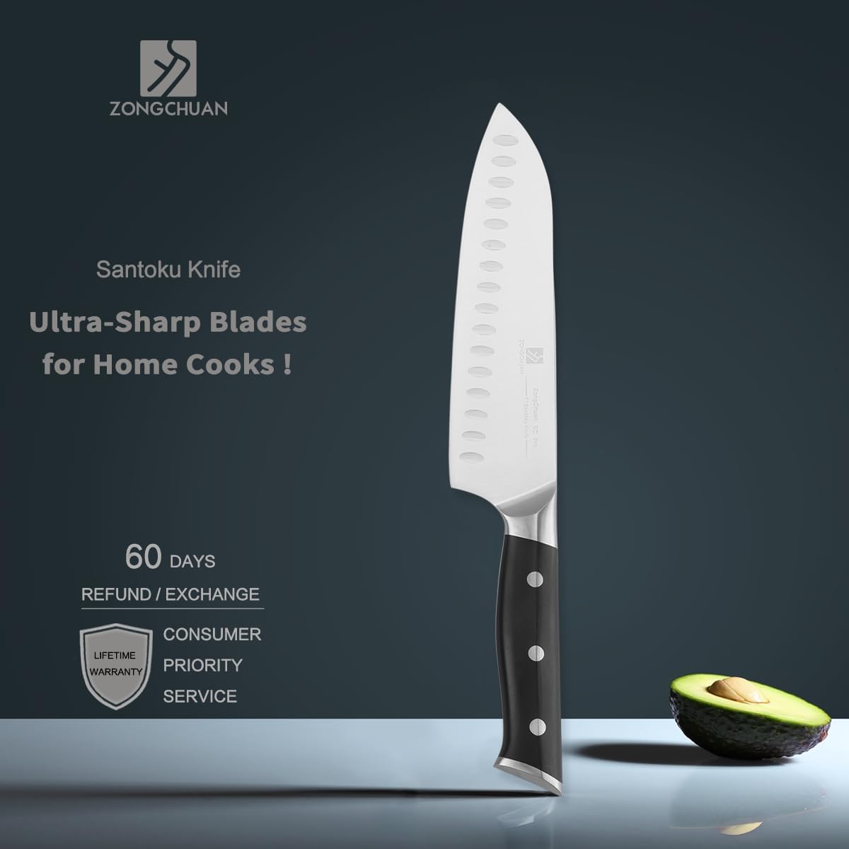 7 Inch Santoku Knife Sharp Knife Home Cooking Chef Gifts for Women Men: Sharp Kitchen Knife Ultra-Smooth Cutting Experience,All-Around Performance 50Cr15Mov Stainless Steel,Ergonomic Black Handle