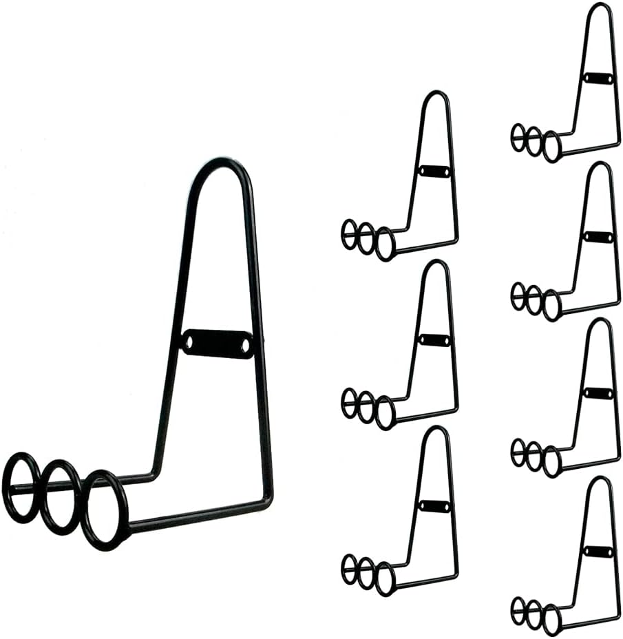 YY YEARCHY Plate Stand Holder for Wall 8 Pieces Hanging Display Rack Art Hanger Metal Easel Photo Holder Books Bowls Platters