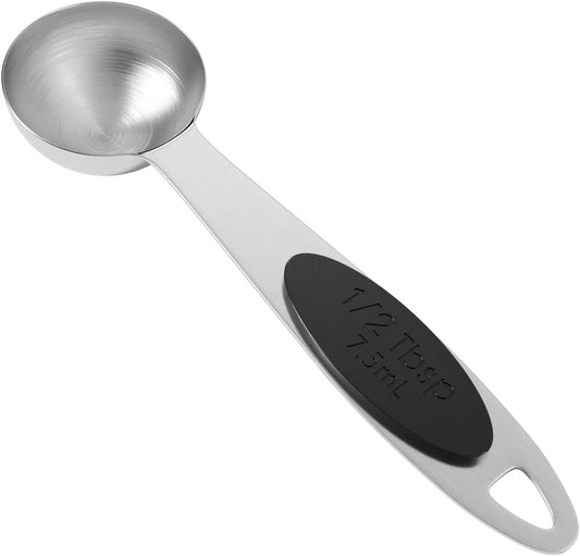 1PCS 1/2 Tbsp(1.5tsp, 1/4oz, 7.5ml) Single Magnetic Measuring Spoon, Stainless Steel Individual Measure Scoop Only for Baking & Cooking, Metal Kitchen Gadgets Essentials
