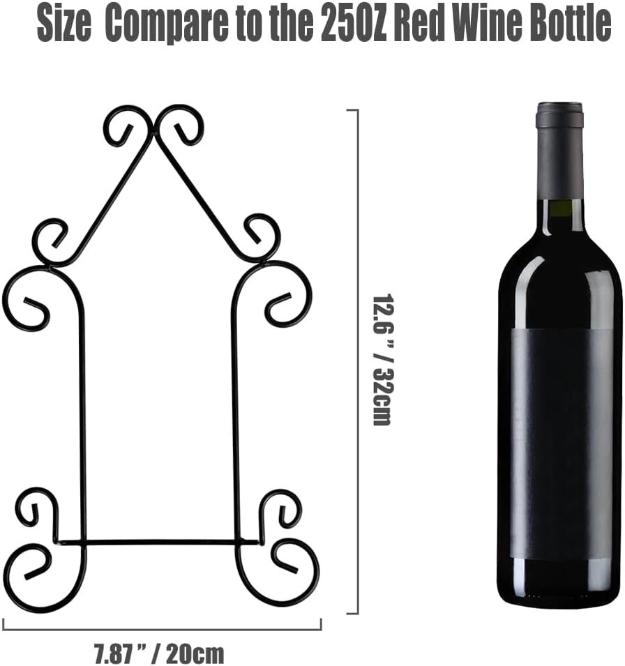 YY YEARCHY Plate Stand Holder for Wall Hanging Display Rack Art Hanger Metal Easel Photo Holder Books Bowls Platters (Black, 8 inches/12.6" x 7.87" x 1.57")