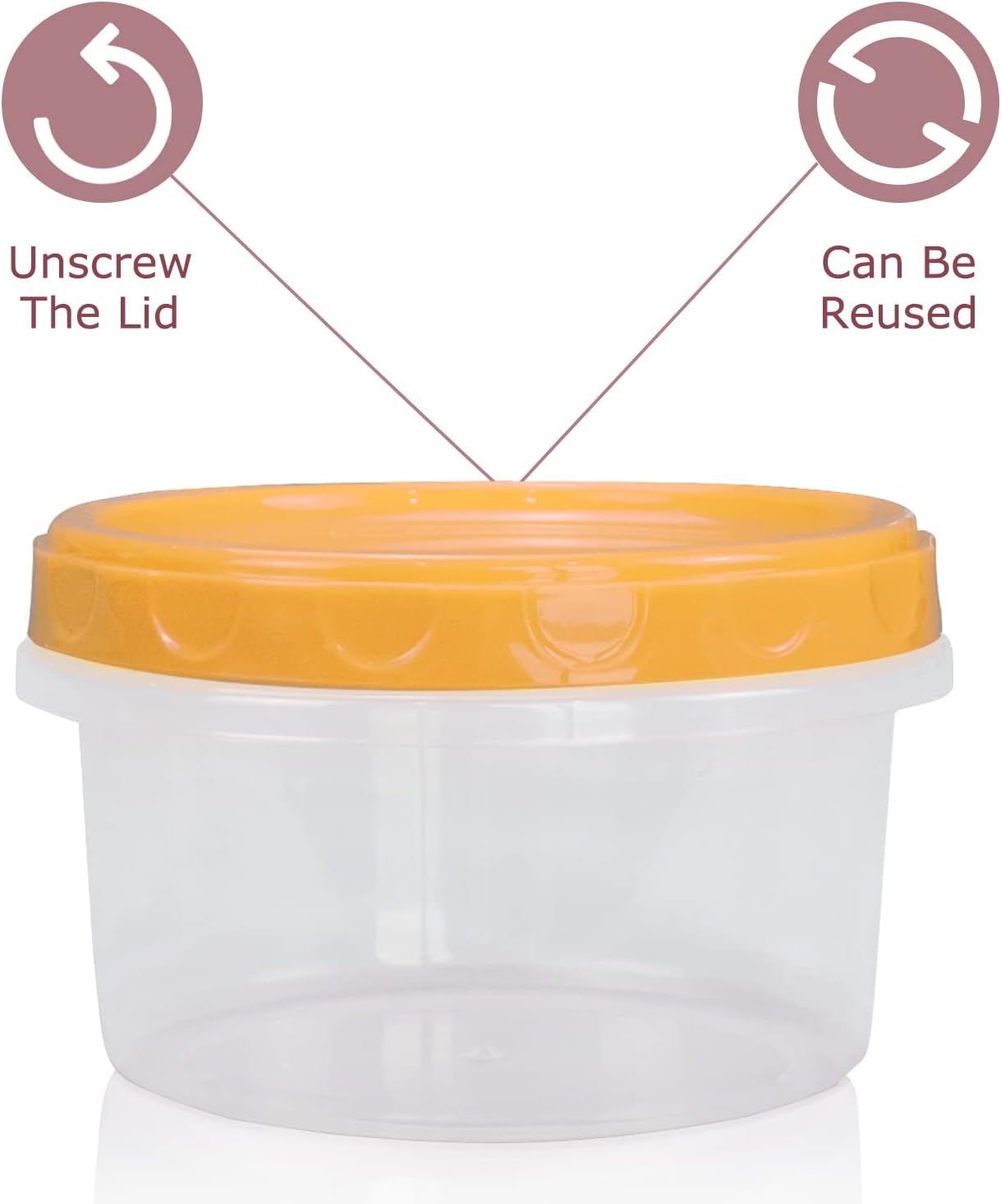 8 Ounce reuseable small plastic freezer storage container jars with screw lid for food snacks lunch(8Pcs, Yellow)