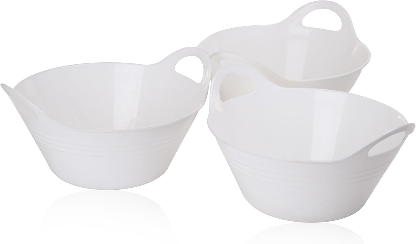 Mintra Home Plastic Bowls with Handles (970ml Small 3pk, White)