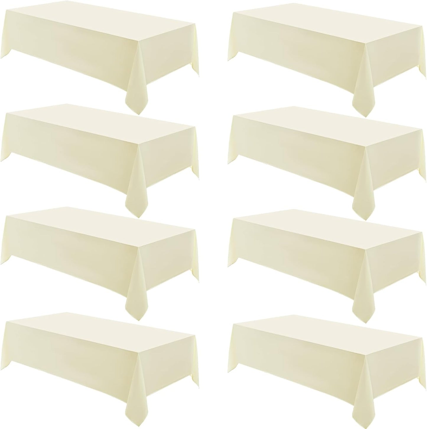 Rectangle Tablecloths 90x132 Inch 8 Pack Ivory Tablecloth Washable Decorative Linen Polyester Table Cloths for Dining Table Banquets Buffet Parties and Wedding