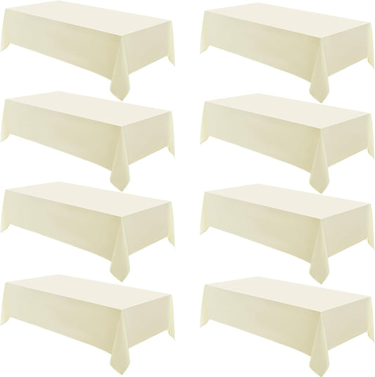 Rectangle Tablecloths 90x132 Inch 8 Pack Ivory Tablecloth Washable Decorative Linen Polyester Table Cloths for Dining Table Banquets Buffet Parties and Wedding