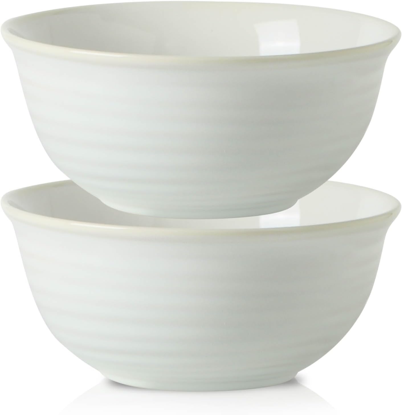 HASENSE Ceramic Serving Bowls, 8.3 Inch Large Soup Bowls for Kitchen, 60 Ounces Salad Bowls for Fruit, Ramen, Pasta, Pho, Microwave Dishwasher Safe, Set of 2, Clay-Infused White
