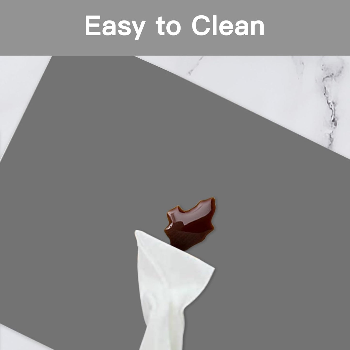 2MM Extra Thick Silicone Mats for Kitchen Counter, 23.6" x15.7" Non-Slip Waterproof Large Countertop Protector Mat, Heat Resistant Mat, Washable Silicone Craft Mat, Placemat, Baking Mat, Light Gray