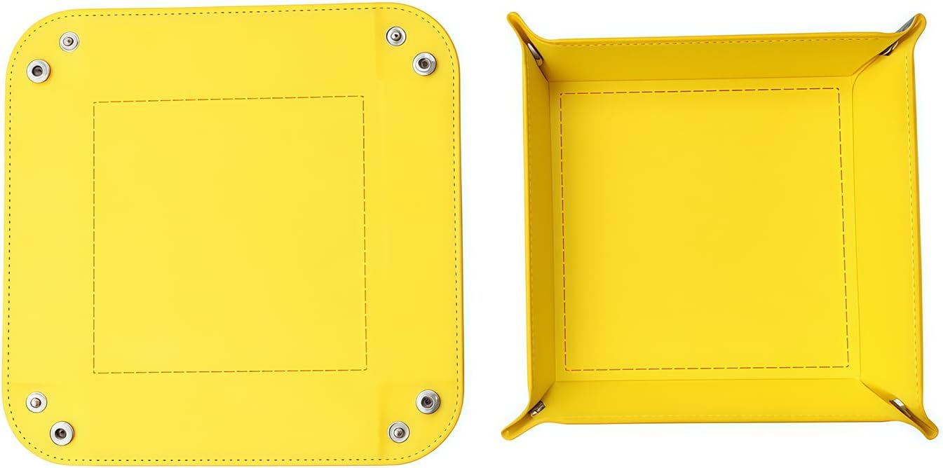 siduater Valet Tray Desktop Storage Organizer – Vegan Leather Catchall Tray Bedside Vanity Tray Nightstand Caddy Holder for Remote Controller, Watch, Keys, Phone, Wallet, Coin, Jewelry, Yellow