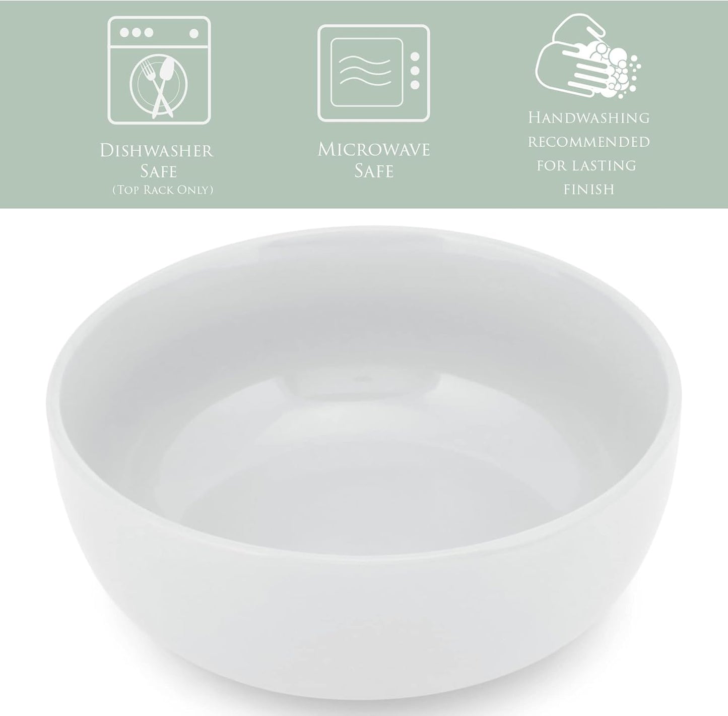 Elanze Designs Bistro Glossy Ceramic 7 inch Dinnerware Bowls Set of 4 - Perfect for Everyday uses from Pasta to Salad, Cereal to Ice cream, Ramen to Pho, White
