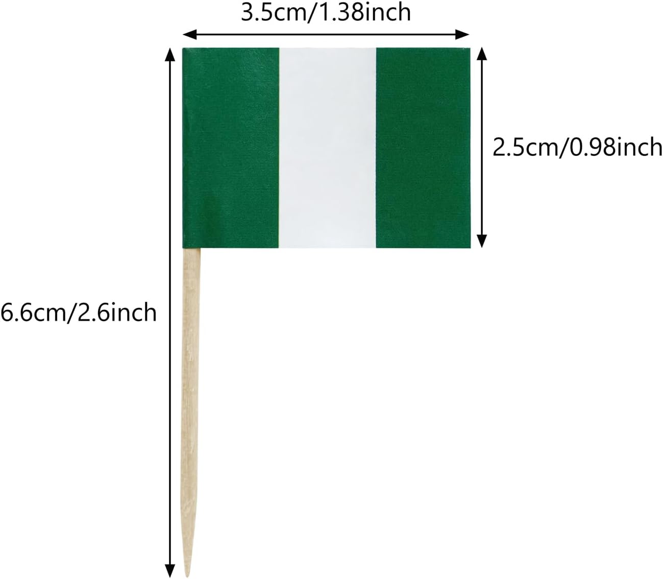 100 Pcs Nigeria Flag Nigerian Toothpick Flags, Small Mini Stick Cupcake Toppers Nigerian Flags Cocktail Picks