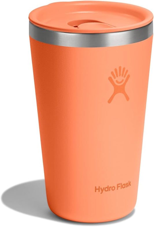 Hydro Flask All Around Tumbler Press-in Lid, Insulated Travel Mug, Stainless Steel Coffee Cup 16 Oz Nectar Orange