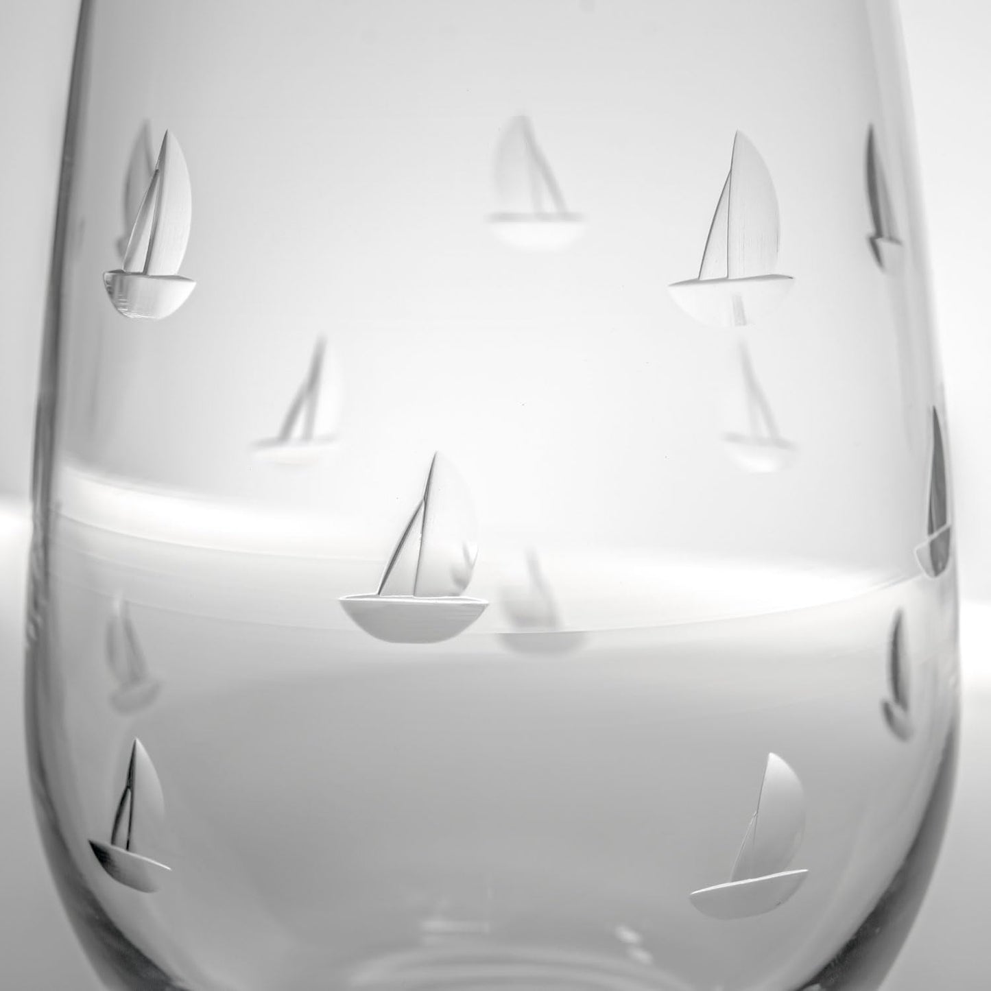 Rolf Glass Sailing White Wine Glass | 12 ounce Stemmed Wine Glasses | Set of 4 | Lead-Free and Diamond-Wheel-Engraved Glass | Made in the USA