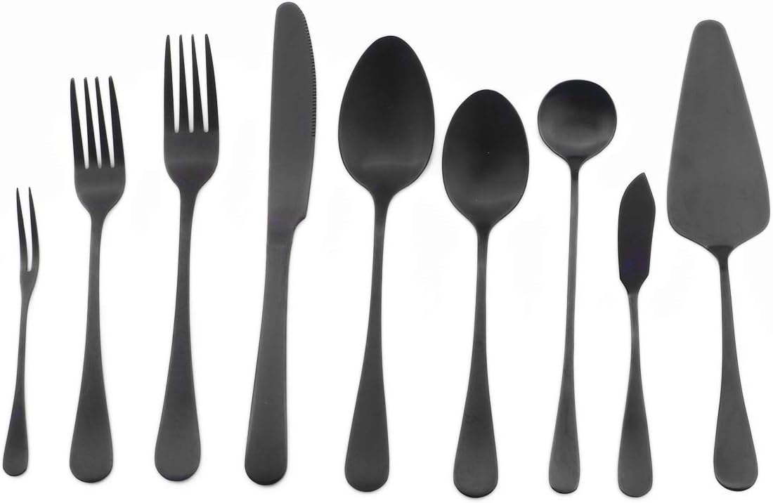 Gugrida Luxury 18/10 Stainless Steel Flatware Set Matte Black Silverware Set