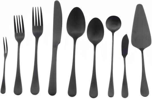 Gugrida Luxury 18/10 Stainless Steel Flatware Set Matte Black Silverware Set