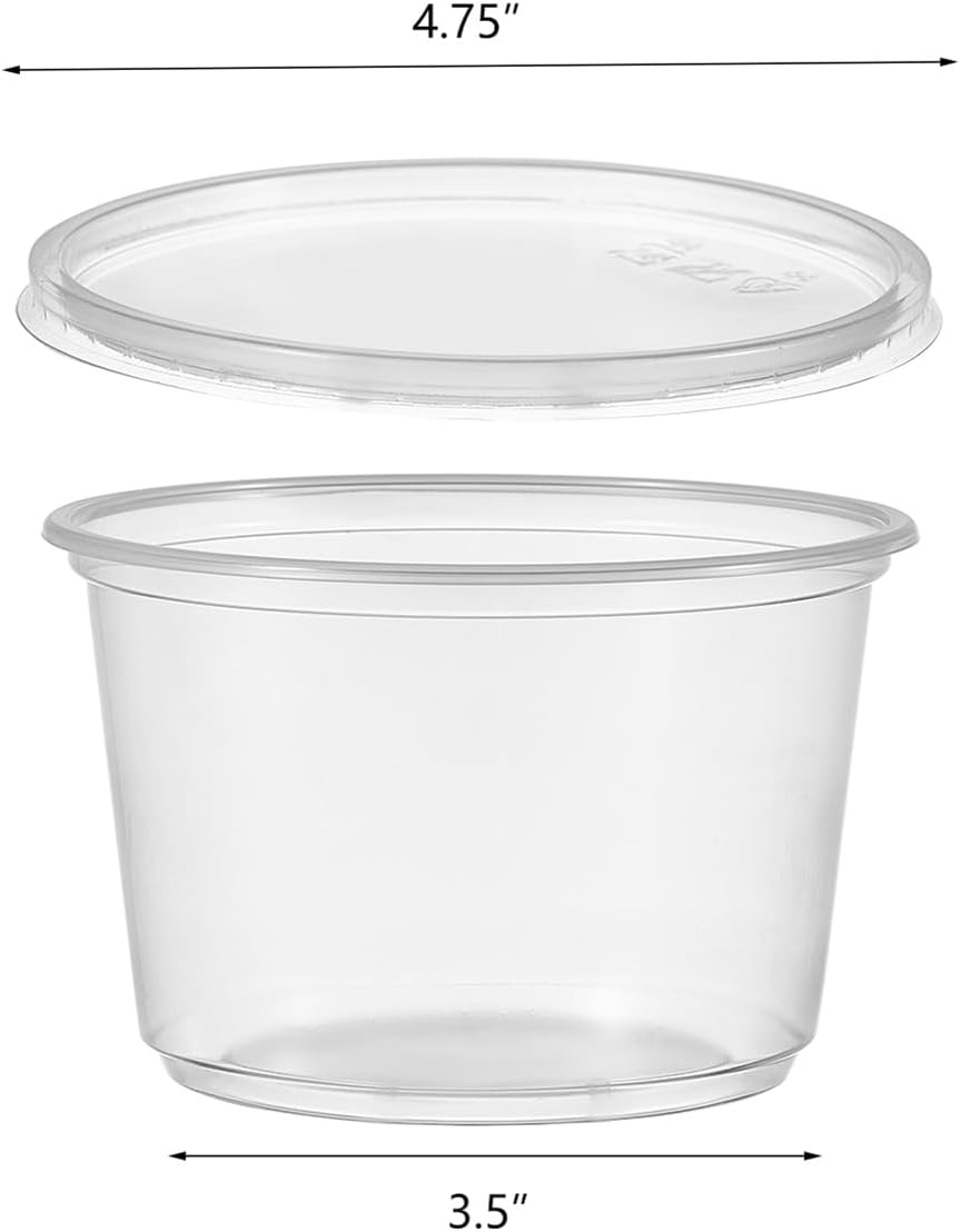 [50 Set - 16 oz. Plastic Deli Disposable Food Storage Containers With Airtight Lids (Formerly FULING)