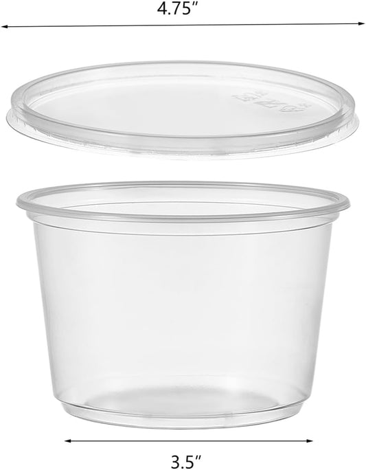 [50 Set - 16 oz. Plastic Deli Disposable Food Storage Containers With Airtight Lids (Formerly FULING)