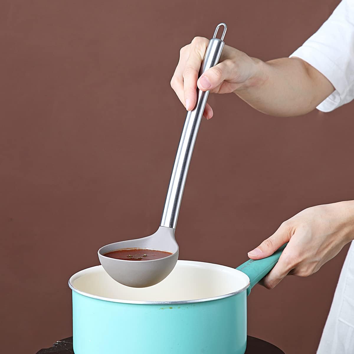 Berglander Ladle, Non-stick Silicone Kitchen Ladle, Soup Ladle, Cooking Ladle Soup Spoon For Cooking, Dishwasher Safe, Easy to Clean