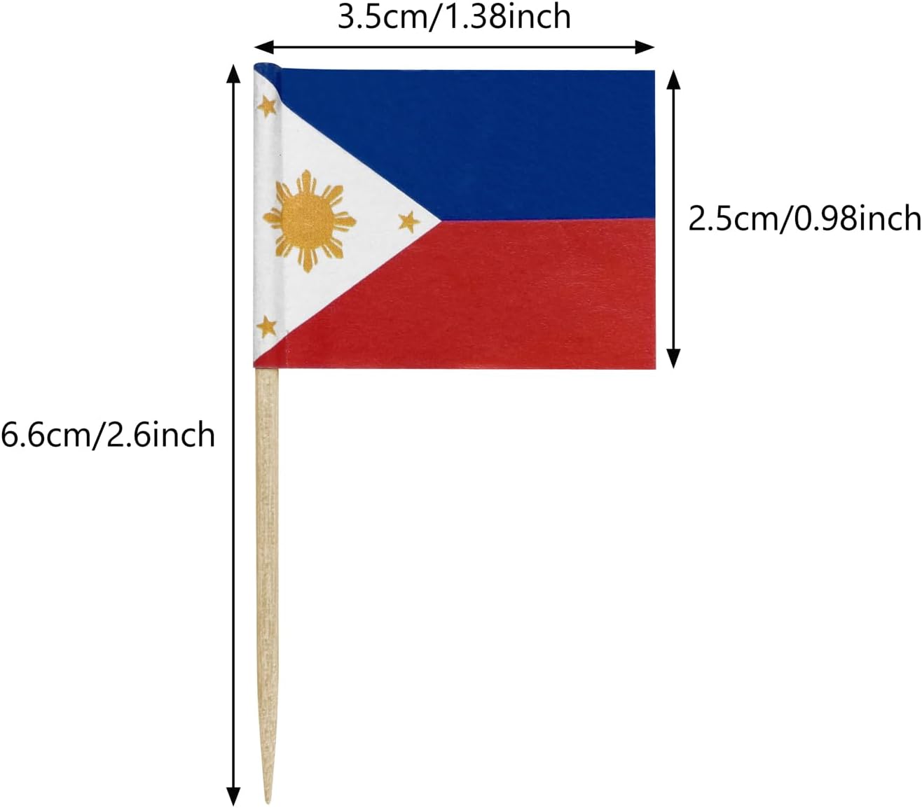 100 Pcs Philippines Flag Filipino Toothpick Flags, Small Mini Stick Cupcake Toppers Cocktail Picks