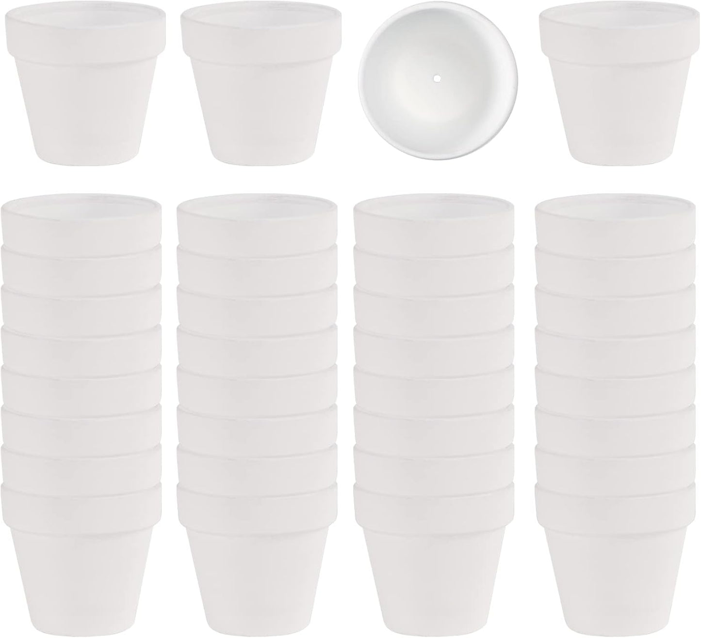 36 PCS Small Mini White Clay Pots with Drainage Holes, 2.5inch Terra Cotta Pot Clay Ceramic Pottery Planter, Succulent Nursery Pot/Cactus Plant Pot, for Indoor/Outdoor Plants, Crafts, Wedding Favor