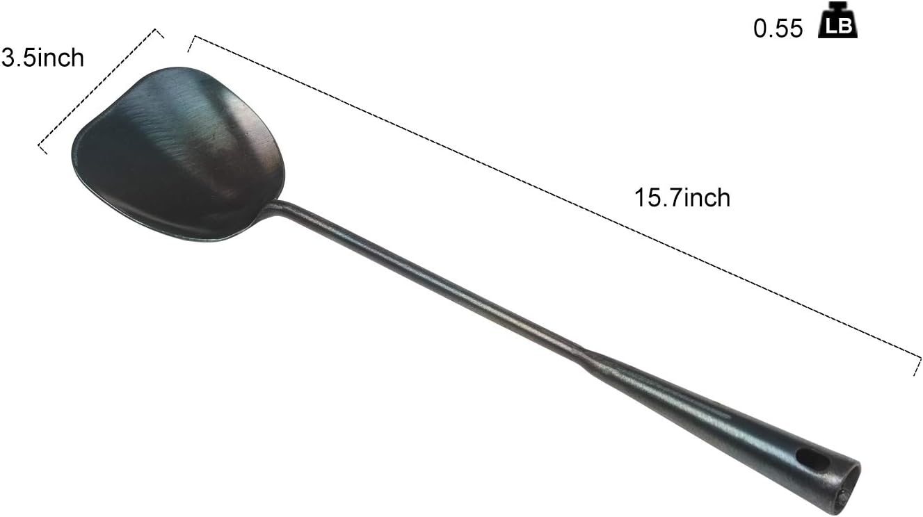 ZhenSanHuan Hand Hammered Carbon Steel Spatula Long Handle Chuan Wok Tool